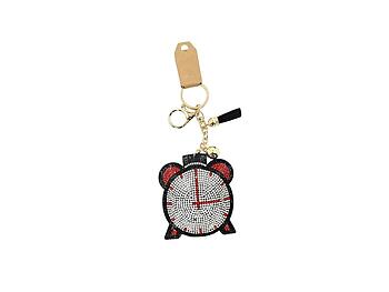 Black Clock Tassel Bling Faux Suede Stuffed Pillow Key Chain Handbag Charm